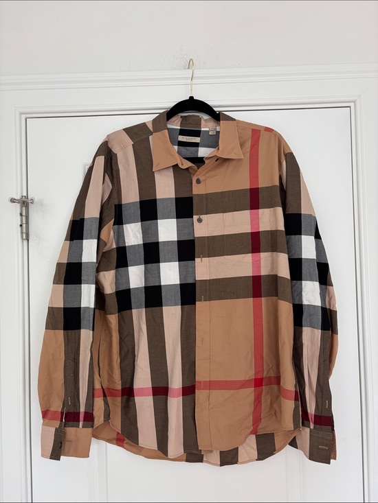 Burberry Other - Burberry Tan Black White Plaid Button-Down Shirt